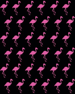 Flamingo siluet siyah arka plan üzerine. Seamless modeli.
