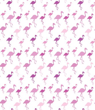 Flamingo siluet beyaz arka plan üzerinde. Seamless modeli.