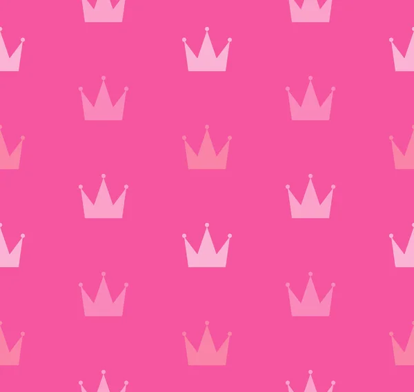 Χωρίς ραφή πρότυπο της ομορφιάς βασίλισσα. Ροζ λαμπερό μοτίβο με κορώνες. — Διανυσματικό Αρχείο