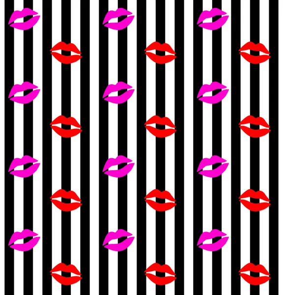 Sweet Kiss Seamless Pattern Vector Seamless Pattern Woman Red Pink — Stock Vector