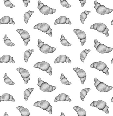 Suluboya elle çizilmiş kruvasan deseni