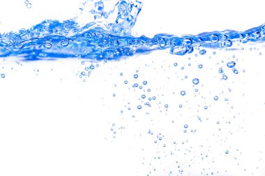 Dalga ve kabarcıkları ile Mavi ışıklı su yüzeyi