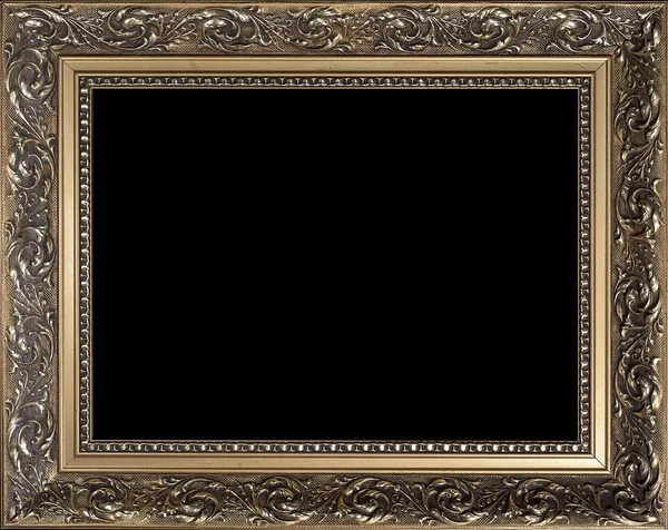 Decoratieve leeg gouden houten fotolijst — Stockfoto