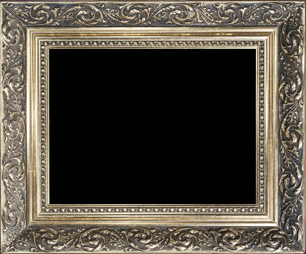 Dekorativní prázdný zlatý dřevěný rámeček obrázku — Stock fotografie