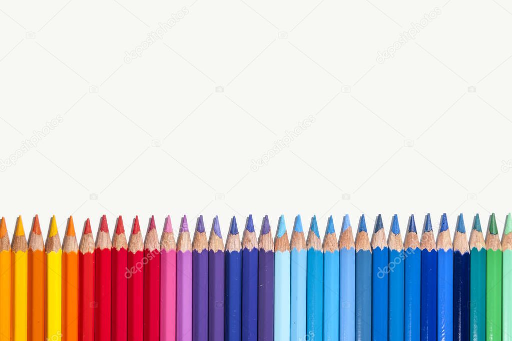 Isolated color pencils in line