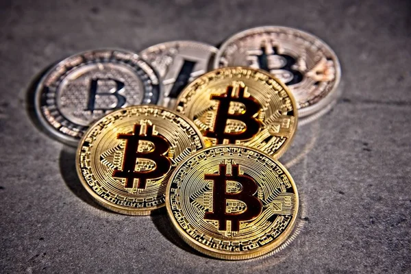 BTC Bitcoin κέρματα — Φωτογραφία Αρχείου