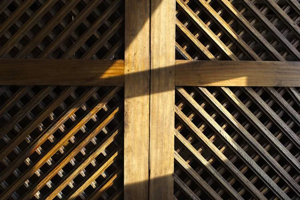 Wooden crossbar doors — Stock Photo, Image