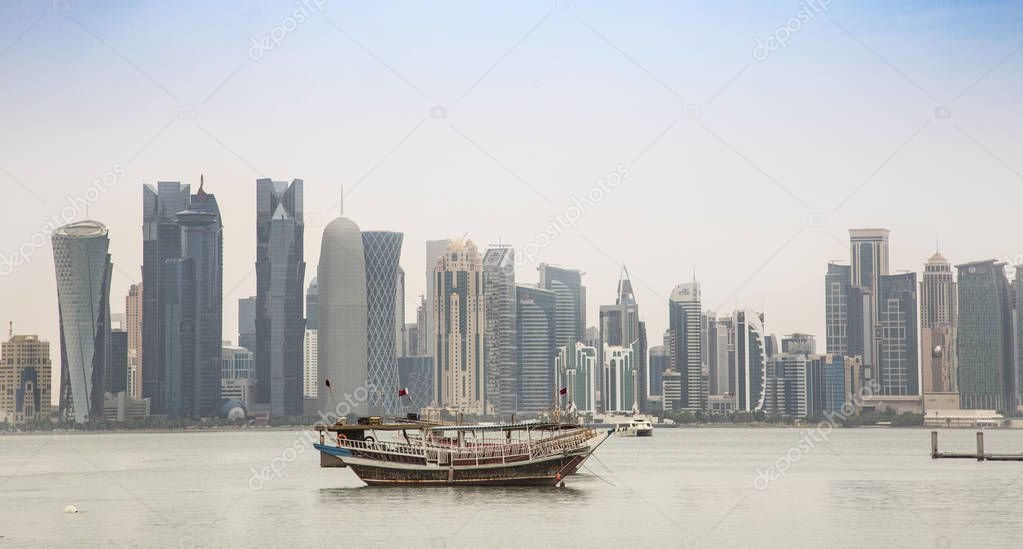 Traditional dhow on water