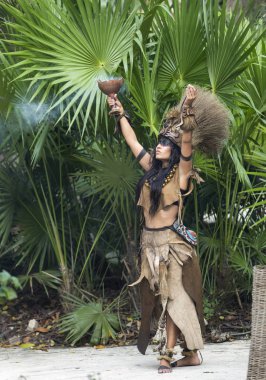 Woman in Maya indian costume clipart