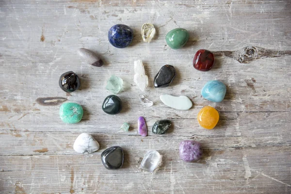 Crystals on a wooden board — Stock Photo, Image