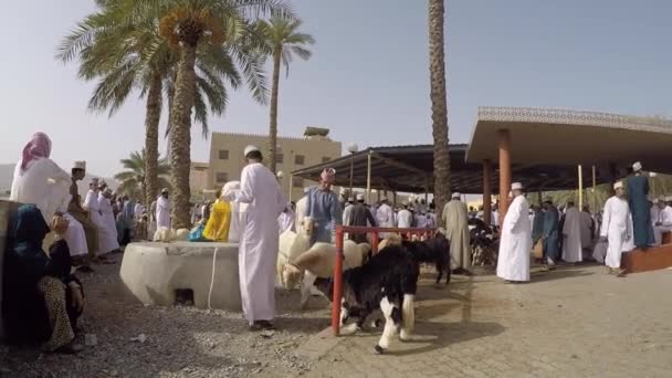 Gente dell'Oman in un mercato di Nizwa Habta — Video Stock