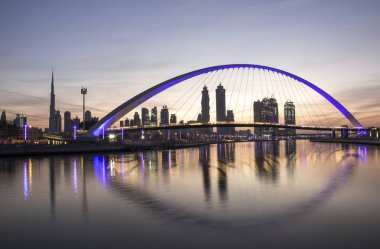 bridge over Dubai waterway clipart