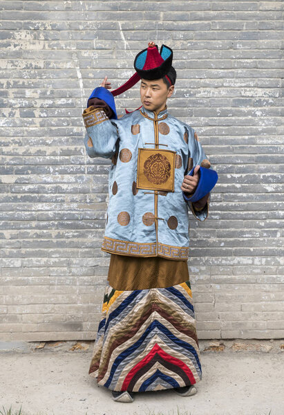 Mongolian man in traditional outfit