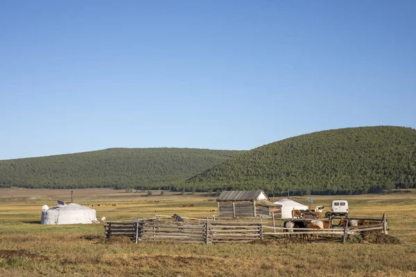 Yourte mongolienne dans le paysage — Photo