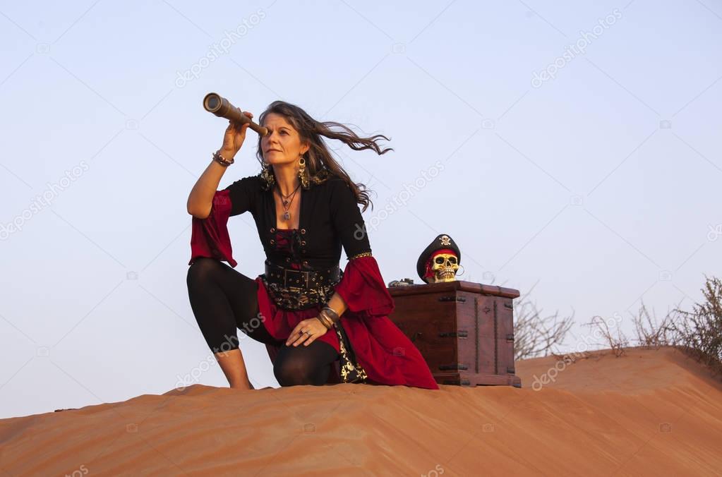 lady pirate in desert