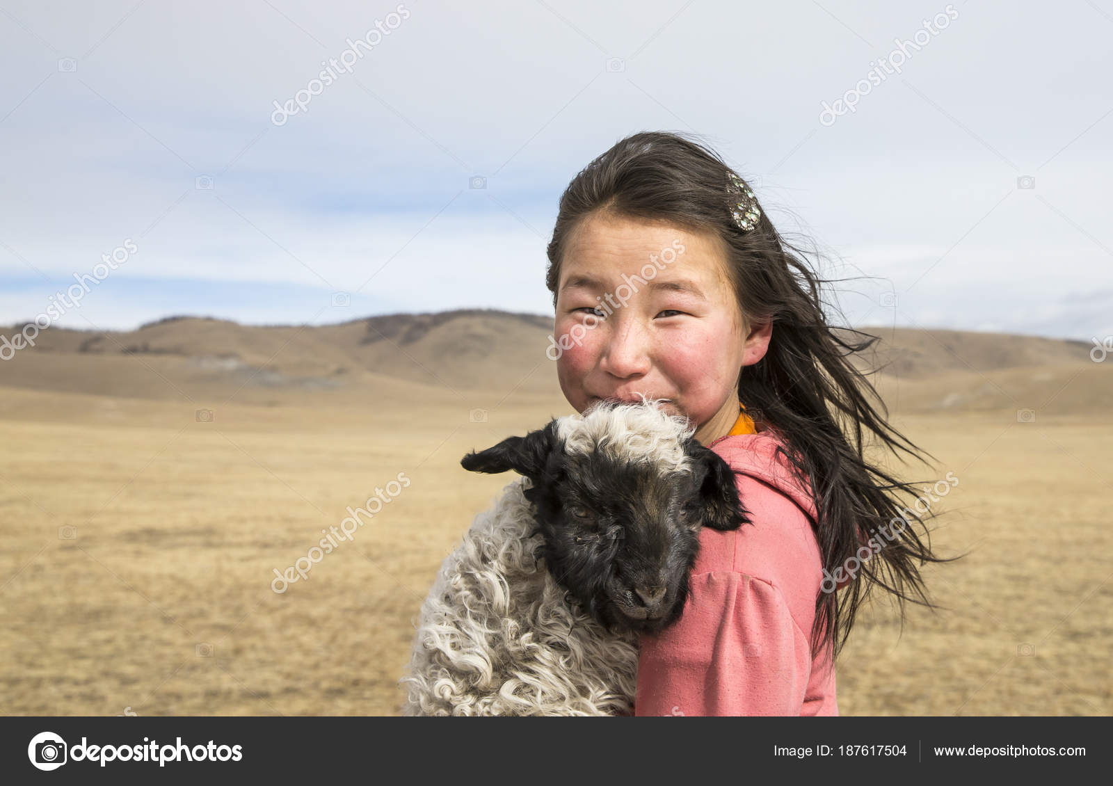 Hatgal Mongolia 2nd March 18 Mongolian Girl Carrying Baby Sheep Stock Editorial Photo C Katiekk