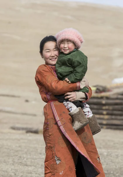 Hatgal Mongolie Mars 2018 Enfants Mongoliens Dans Une Steppe Nord — Photo