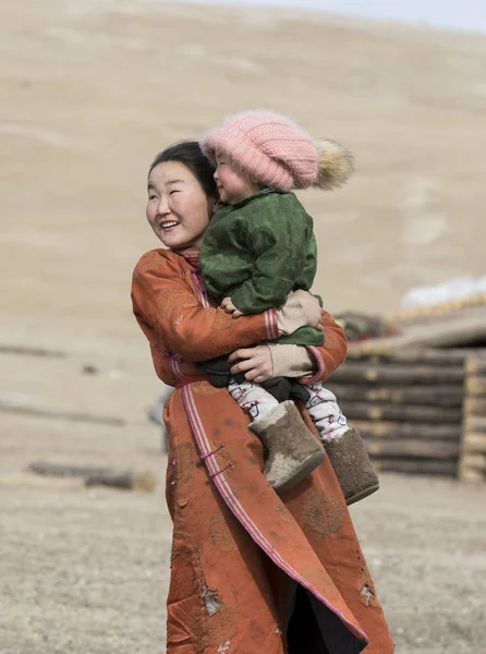 Hatgal Mongolie Mars 2018 Enfants Mongoliens Dans Une Steppe Nord — Photo