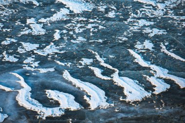 frozen river in Mongolian winter landscape clipart