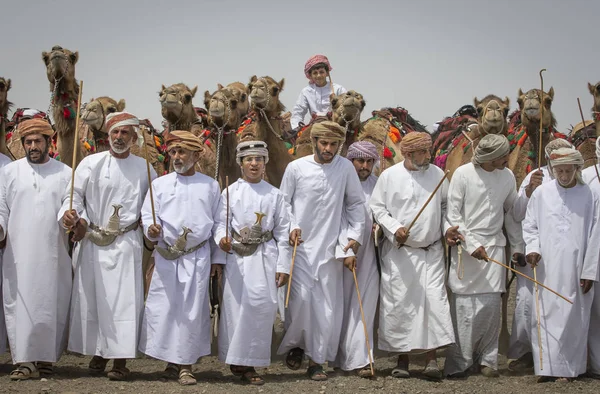 Omã Ibri Abril 2018 Homens Omani Cantando Depois Uma Corrida — Fotografia de Stock