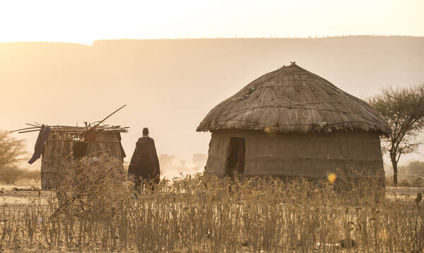 Maasai boma at sunset