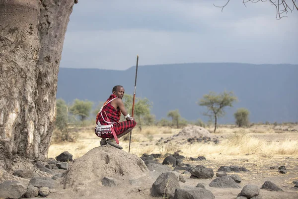 Arusha Tanzania 8Th September 2019 Maasai Man Making Fire — Stock Photo, Image