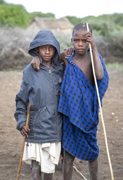 Same Tanzania Junio 2019 Maasai Boys Home Boma — Foto de Stock