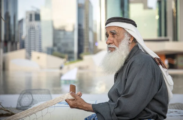 Abu Dabi Emirados Árabes Unidos Dezembro 2019 Pescador Que Faz — Fotografia de Stock