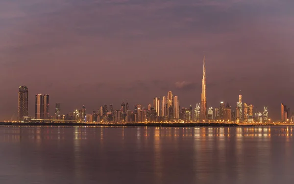 Szenische Aufnahme Des Sonnenaufgangs Vom Griechischen Hafen Dubais — Stockfoto