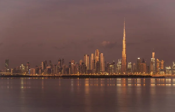 Szenische Aufnahme Des Sonnenaufgangs Vom Griechischen Hafen Dubais — Stockfoto