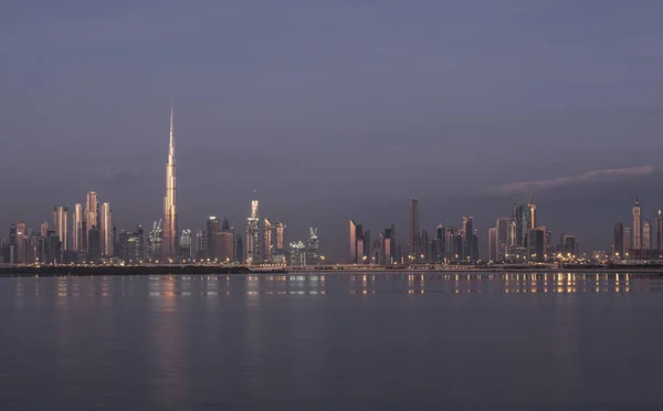 Scenic Shot Sunrise Dubai Greek Harbor — стокове фото