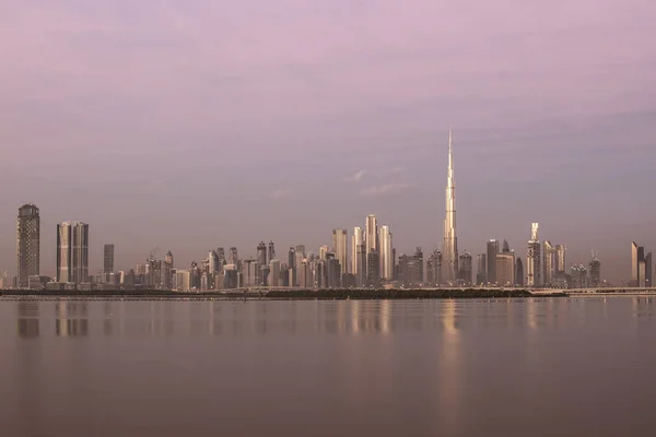 Scenic Shot Sunrise Dubai Greek Harbor — стокове фото