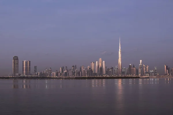 Foto Cênica Nascer Sol Porto Grego Dubai — Fotografia de Stock