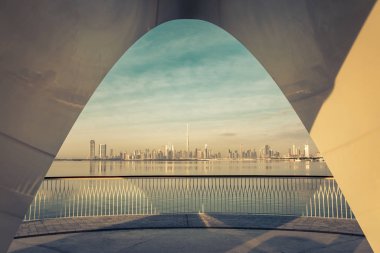 Dubai, United Arab Emirates, 27th December 2019: sunrise from Dubai Creek harbor clipart