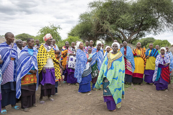 Same, Tanzania, 7th June 2019: maasai people singing to worship God