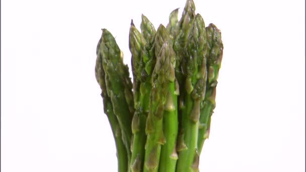 Asparagus rotating on white background — Stock Video