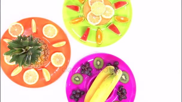 Meyve ürün yelpazesine closeup döndürme — Stok video