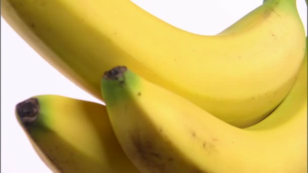 Bananer roterande på vit bakgrund — Stockvideo