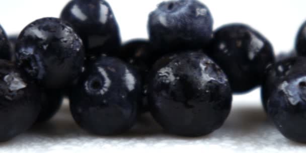 Closeup slow pan across blueberries — Stock Video
