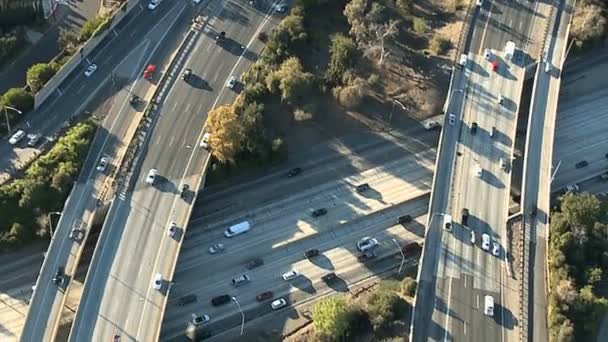 Aerial highway overpass traffic — Stock Video