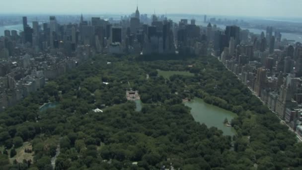 Central park and nyc aerial — стоковое видео