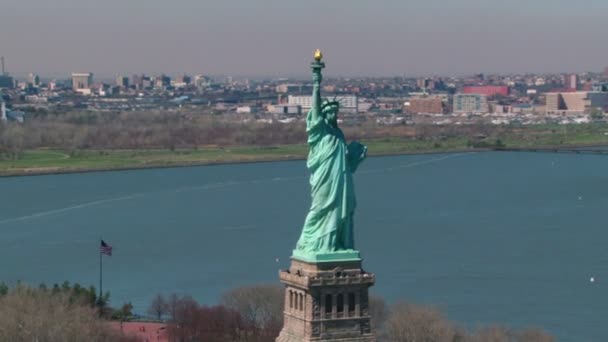 Rodeando la estatua de la libertad — Vídeo de stock