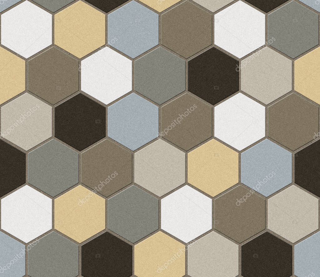 Hexagonal tiles. Patchwork. Seamless texture.