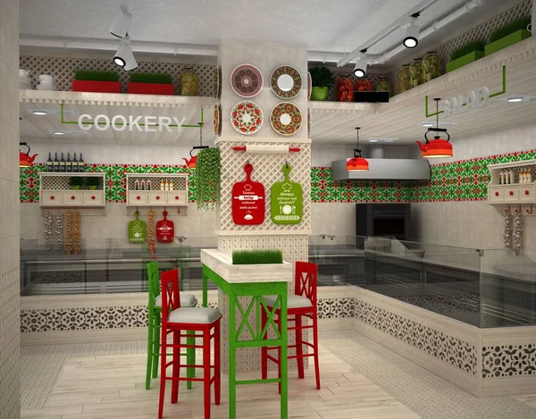 3d visualization of food store. The interior in Provence style