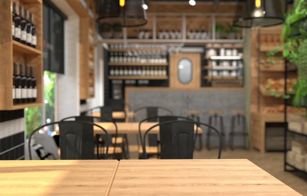 Interieur Van Een Café Met Een Bar Toonbank Onscherpe Achtergrond — Stockfoto