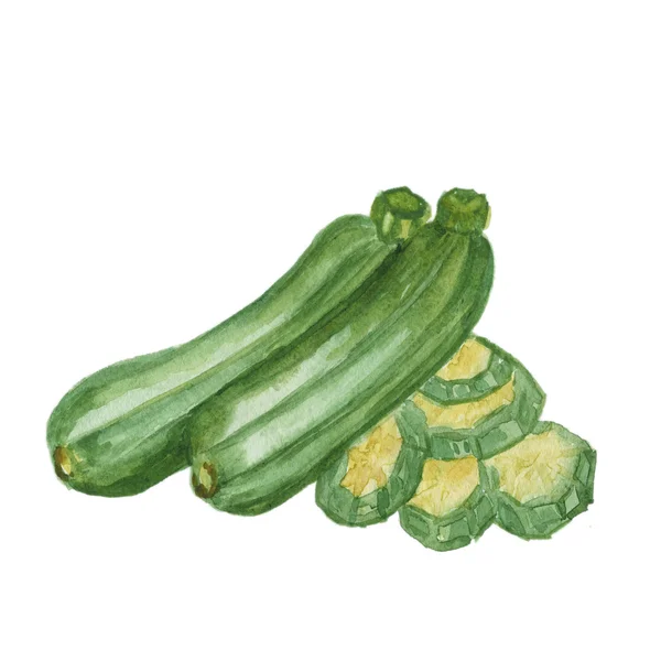 Green zucchini isolated on white — Stock Photo, Image