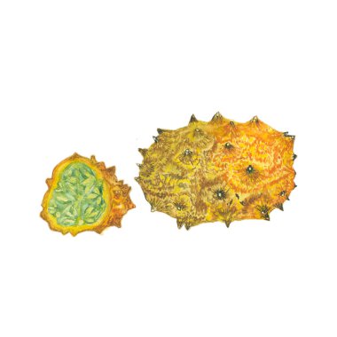 kiwano kavun beyaz zemin üzerine