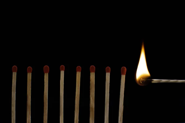 Matches with black background. — Stock Photo, Image