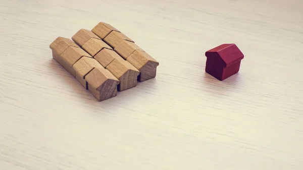 Figures of wooden houses.