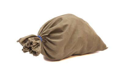 Tam küçük çuval beyaz bitti izole